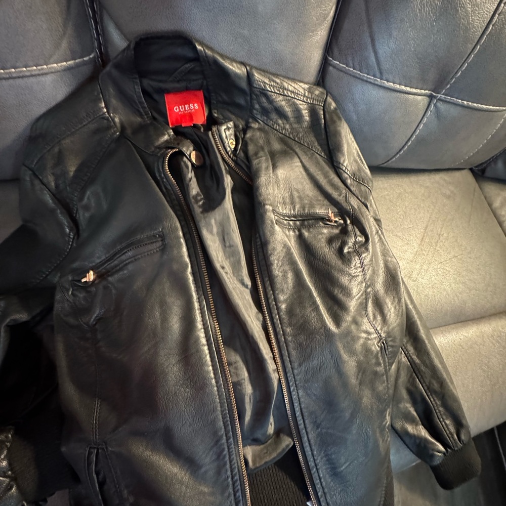 GUESS Black Leather Outerwear